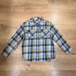 TEA Collection green and blue plaid button down - boys size 4
